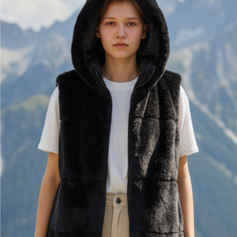 Black Hooded Vest